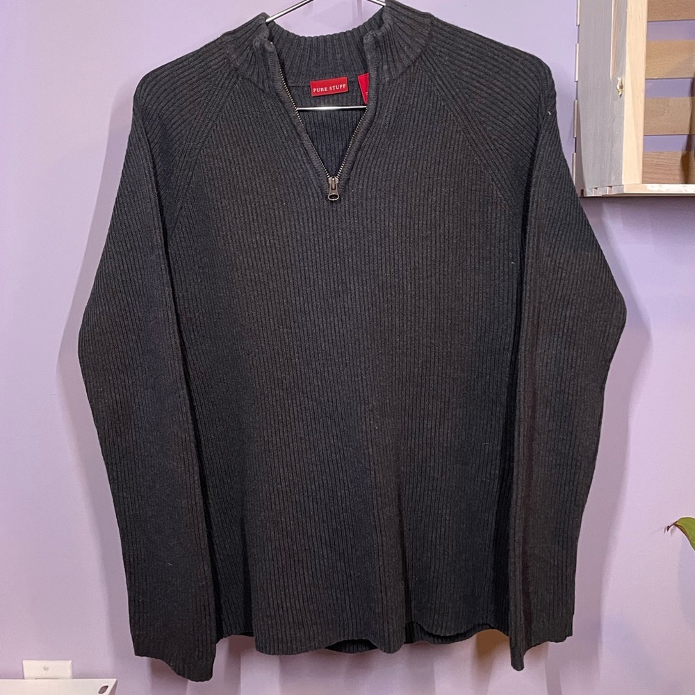 Pure Stuff Quarter/half Zip gray knit sweater
